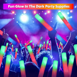 70-Piece LED Foam Glow Sticks Bulk Set with Colorful Flashing Modes for Parties