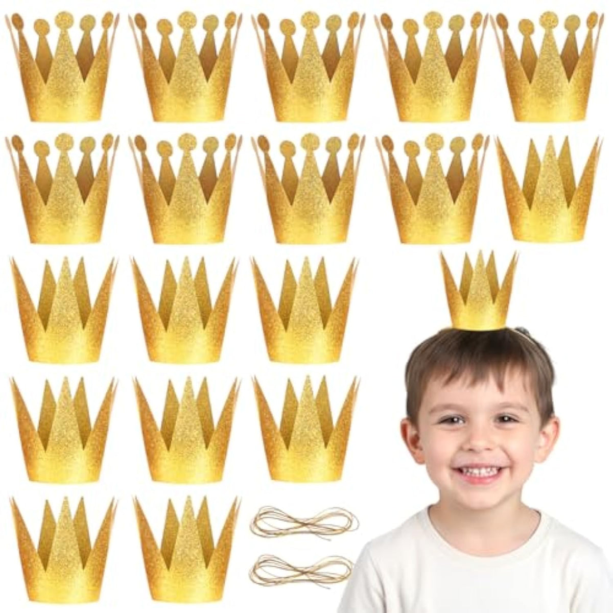 Mini Gold Paper Crowns For Kids, Bulk Royal Tiara Party Hats, Prince And Princess Birthday Costume Headband For Themed Party Favor Classroom Celebrations Diy Craft Accessories