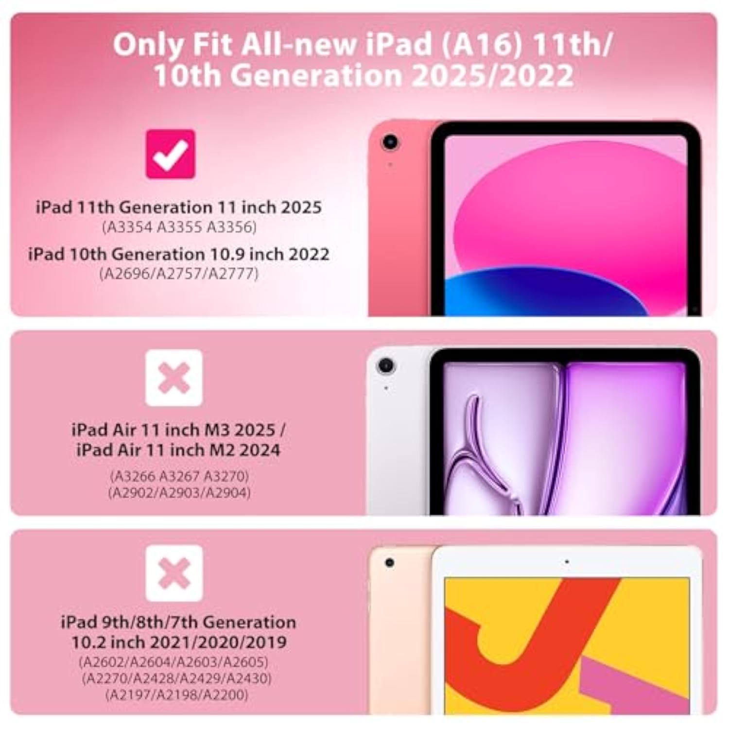 Case For (A16) 11Th Generation 11 Inch 2025, 10Th Generation Case 10.9 Inch 2022 With Pencil Holder,Slim Protective Cover With Clear Back Shell,Auto Wake/Sleep, Watermelon Pink