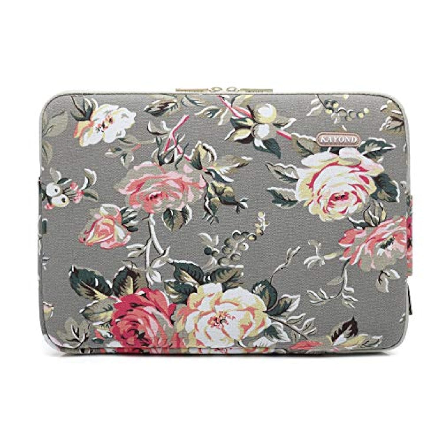 kayond Gery Rose Patten Canvas Water-Resistant 15.6 Inch Laptop Sleeve case for 15inch 15.4inch 15.6inch Notebook Computer