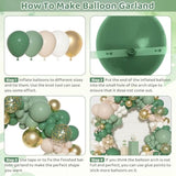Sage Green Balloons Arch Garland Kit, Different Sizes 18 12 10 5 Inch Sage Green Gold Sand White Olive Latex Metallic Confetti Balloon For Baby Shower Safari Birthday Party Decorations