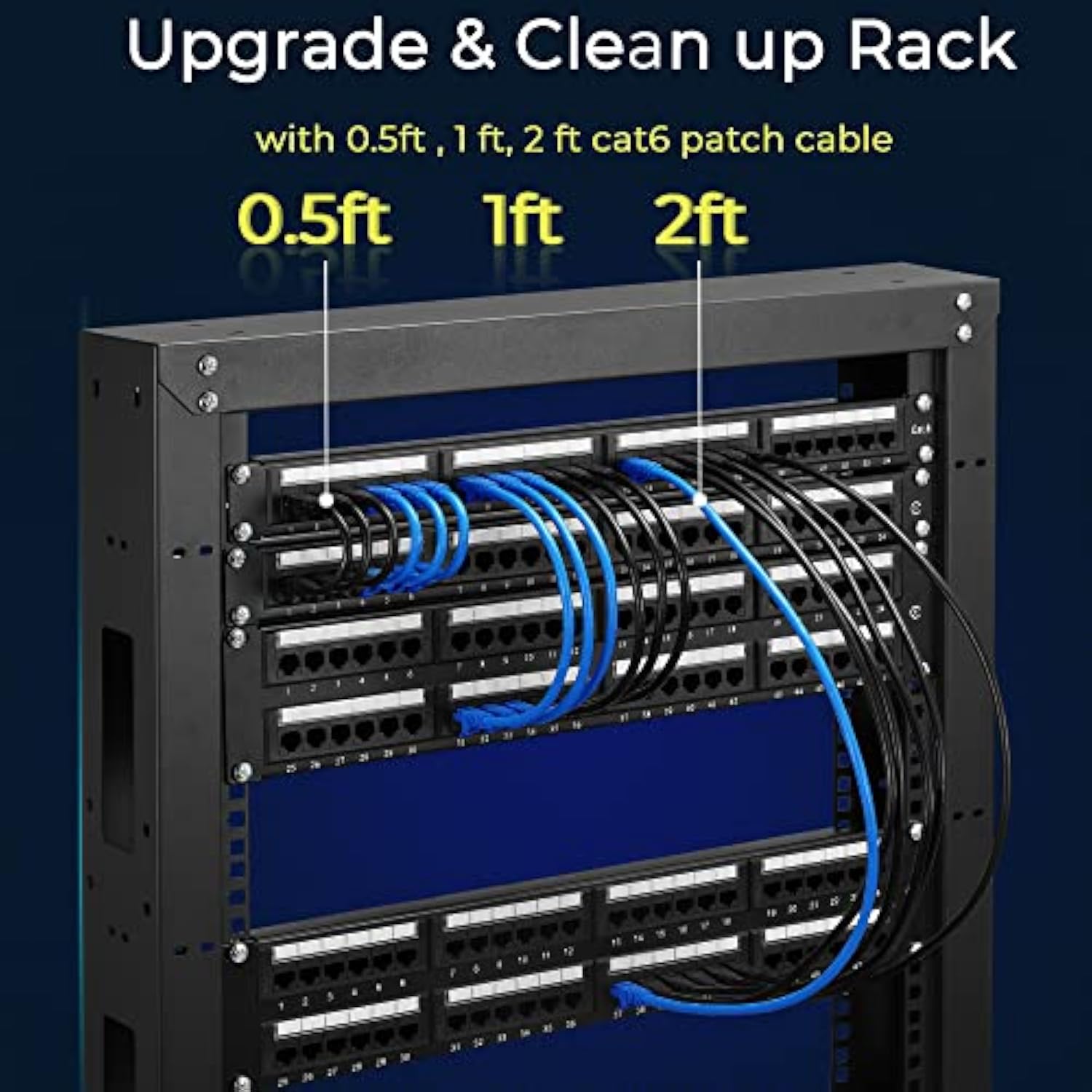 Patch Cables Cat6 1Ft 24 Pack, Ethernet Patch Cable 10G, Cat 6 Patch Cable For