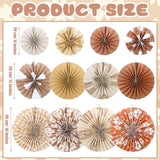 12 Pcs Boho Classroom Hanging Paper Fans 8'' 12'' 16'' Boho Classroom Decoration Rainbow Round Paper Fans Garlands Neutral Rustic Flower Leaf Wall Decor For School Office Party Decor