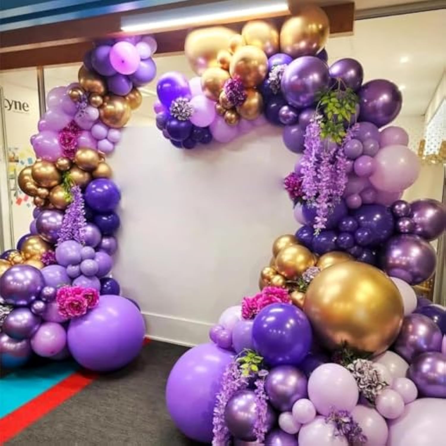 Purple Balloon Arch Kit - 153pcs Lavender, Metallic Purple & Gold Balloons for Party Decorations