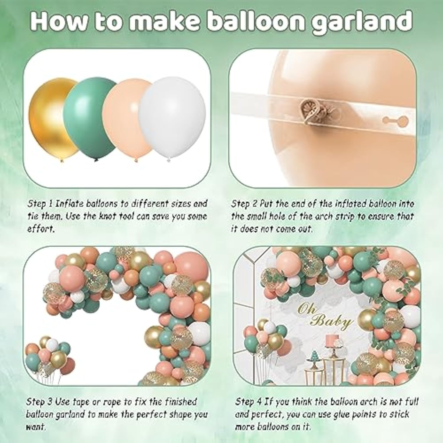 166Pcs Sage Olive Green Blush Peach Balloon Garland Arch Kit Orange White Green Gold Balloons Eucalyptus For Tropical Wedding Jungle Safari Greenery Baby Shower Birthday Party Decorations