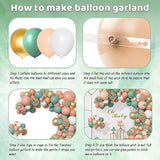 166Pcs Sage Olive Green Blush Peach Balloon Garland Arch Kit Orange White Green Gold Balloons Eucalyptus For Tropical Wedding Jungle Safari Greenery Baby Shower Birthday Party Decorations