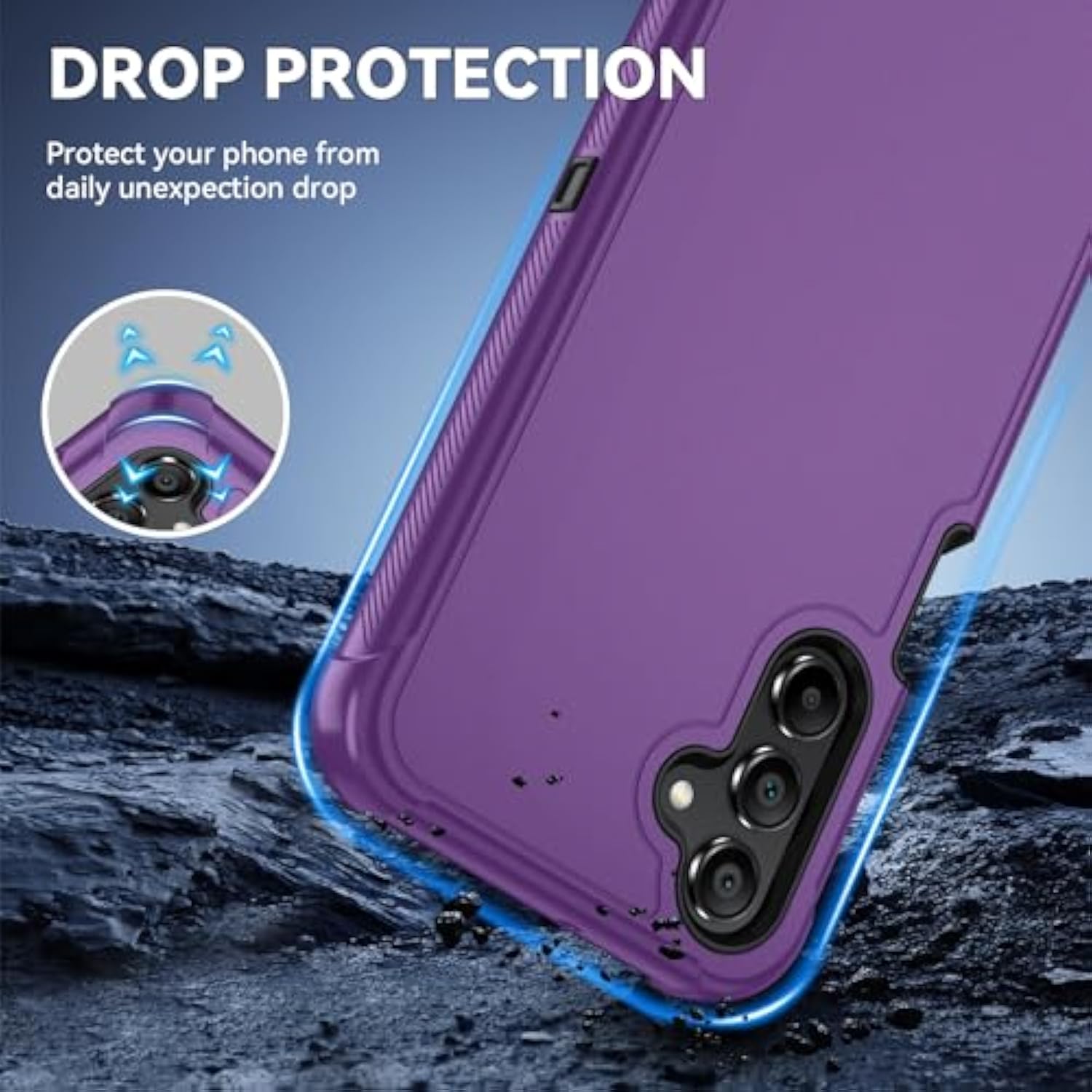 For Samsung Galaxy A14 5G Phone Case Lilac Purple/Black | Hd Screen Protector, Heavy Duty, 3 Layer, Hybrid, Shock Proof, Protective, Rugged Bumper, Pc And Tpu, Cover Case