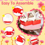 50 Pcs Valentine'S Day Cookie Boxes With Window 4X4X2.8 Inch Red Pink Pastry Bakery Treat Boxes Individual Cupcake Container For Valentines Macaroon Wedding Birthday Party