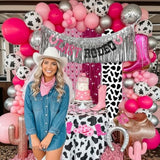 Cowgirl Last Rodeo Bachelorette Party Hot Pink Silver Balloon Arch Disco Boots Banner