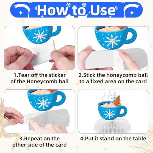 9 Pieces Winter Honeycomb Centerpieces – Let It Snow Table Decorations with Snowman, Snowflake, Hat, Scarf, Mittens, Hot Cocoa, Socks, and Gift Box for Winter Parties and Holiday Celebrations