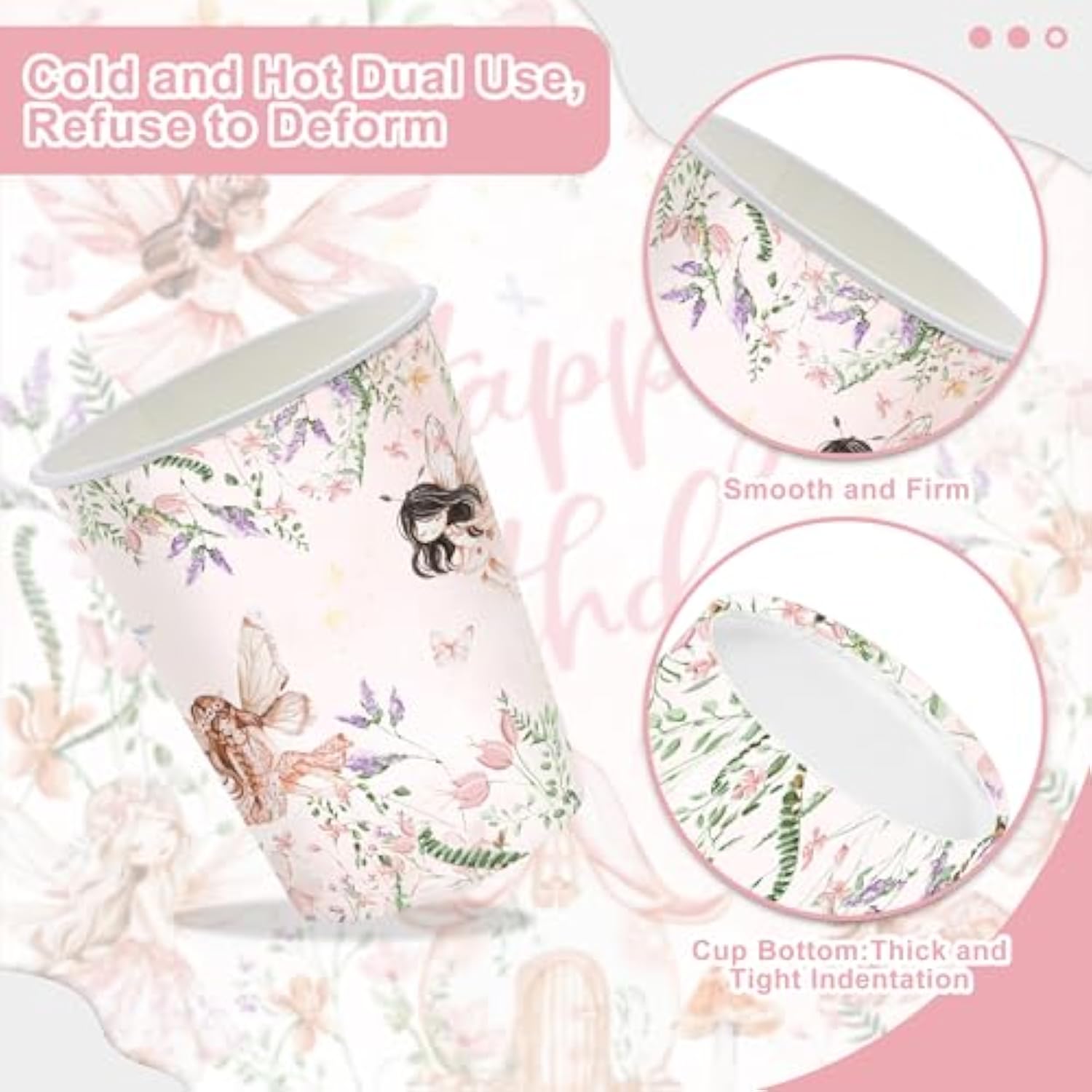 122Pcs Fairy Party Supplies For Girls Birthday Pink Fairies Enchanted Themed 1St 2Rd First Party Decor Garden Flowers Tableware Set Plates Napkins Cups Banner Tablecloth Forks Knives For 20 Guests