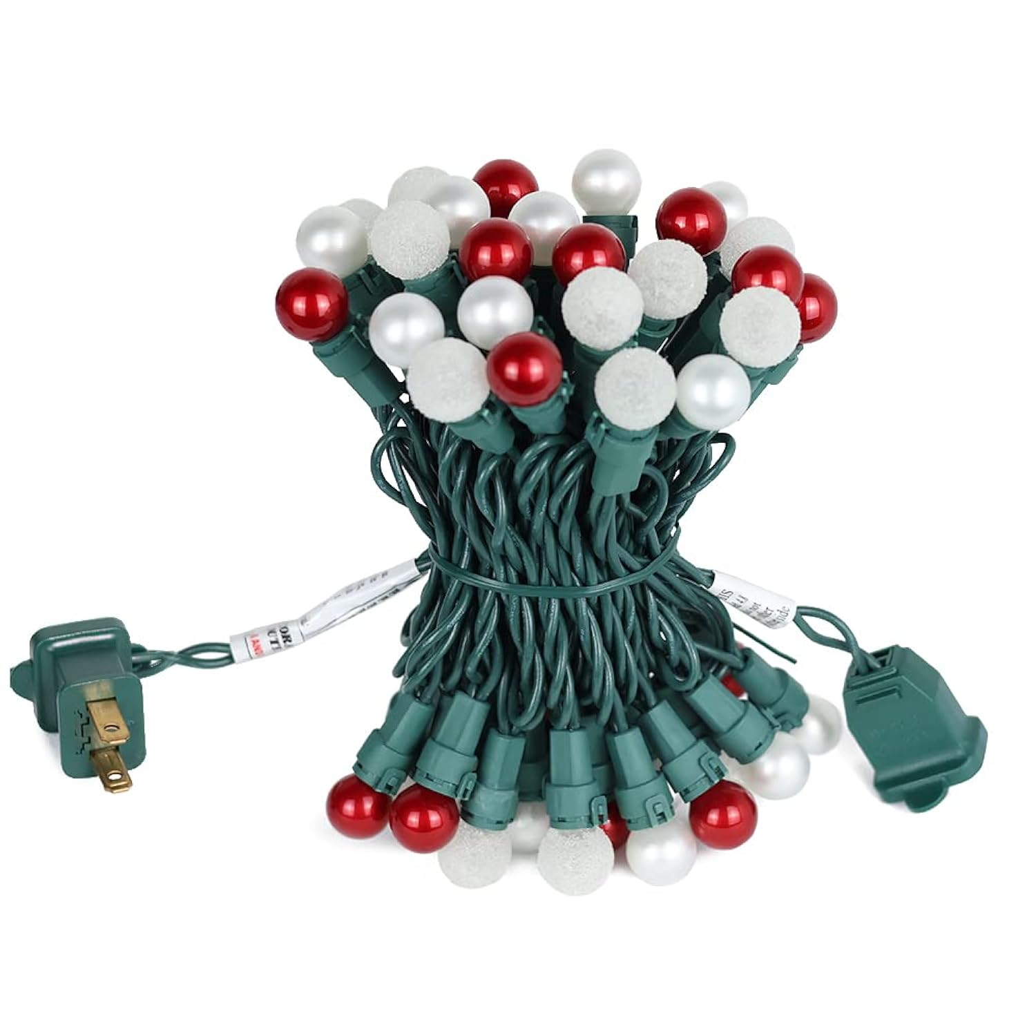 Christmas String Lights 50 Led Warm White & Red Color G15 Glass Lights Globe String Light Plug In Ul Certified Outdoor I