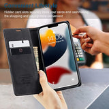 Leather Case Wallet For Iphone 13 Pro Max, Folding Flip Case With Magnetic Kickstand, Card Slot, Protective Cover For Iphone 13 Pro Max 6.7 Inch Black