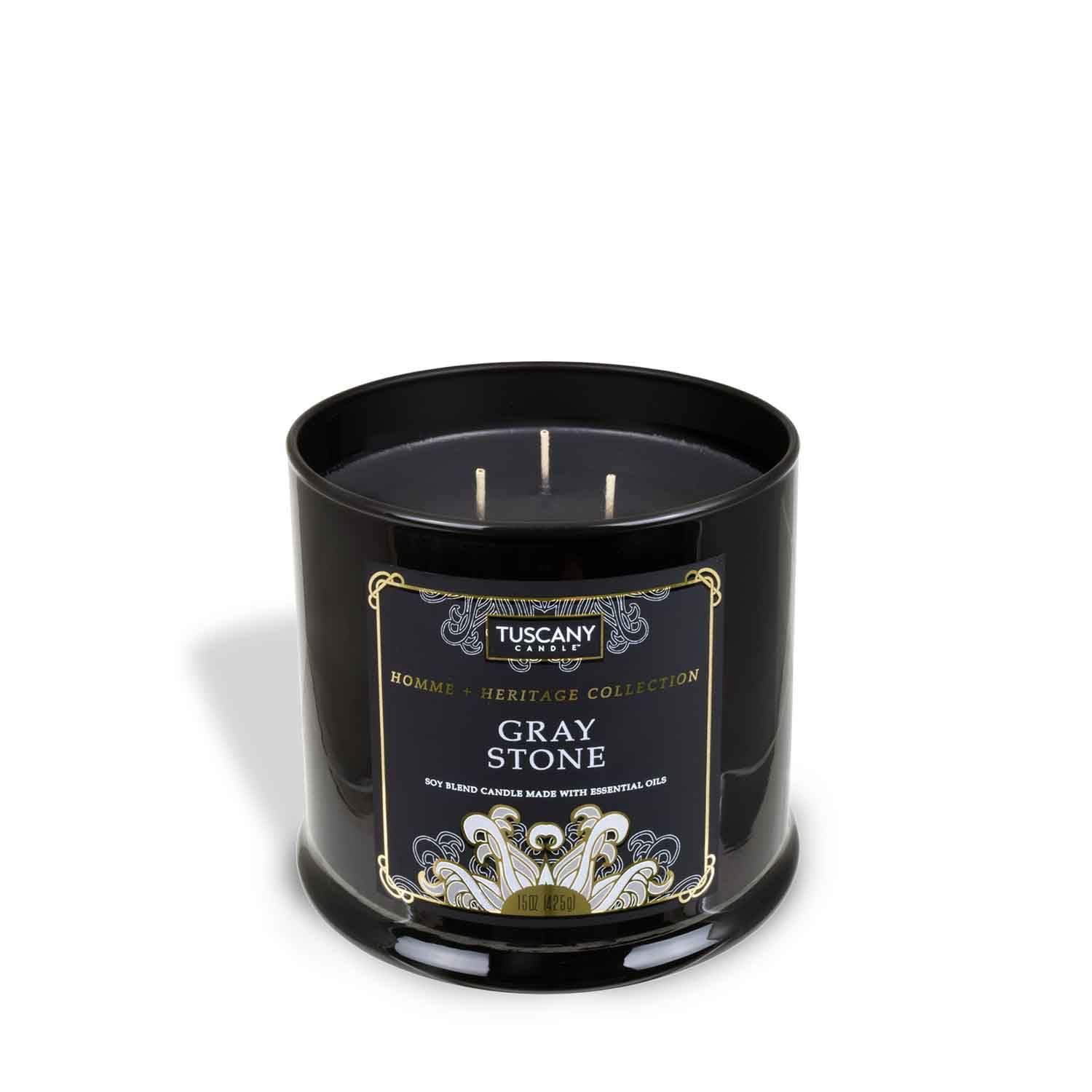 Tuscany Candle Gray Stone Scented Jar Candle, 15 oz â€“ Homme + Heritage Collection