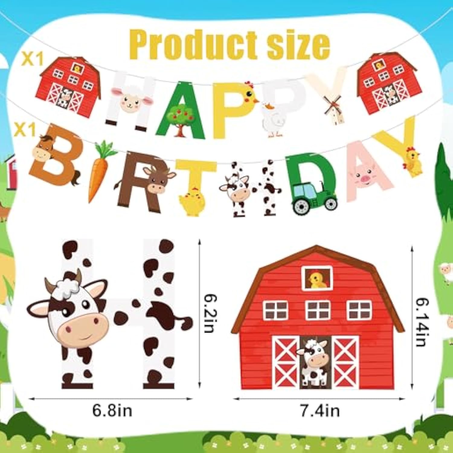 50 Pcs Farm Animals Party Decorations Happy Birthday Banner And Hanging Swirls Animal Theme Foil Hanging Streamers For Farm Theme Birthday Party Supplies