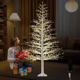 7Ft Lighted Birch Tree With 1500 Warm White Leds, Prelit Christmas Tree With Twinkle Lights, Outdoor Indoor Led Birch Tree With Timer & Brightness Control, Christmas Tree Decor