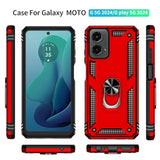 For Moto G 5G 2024 Case: With Screen Protector - Military Grade Protective Cases With Finger Ring Holder Kickstand For Motorola Moto G 5G 2024(Red)