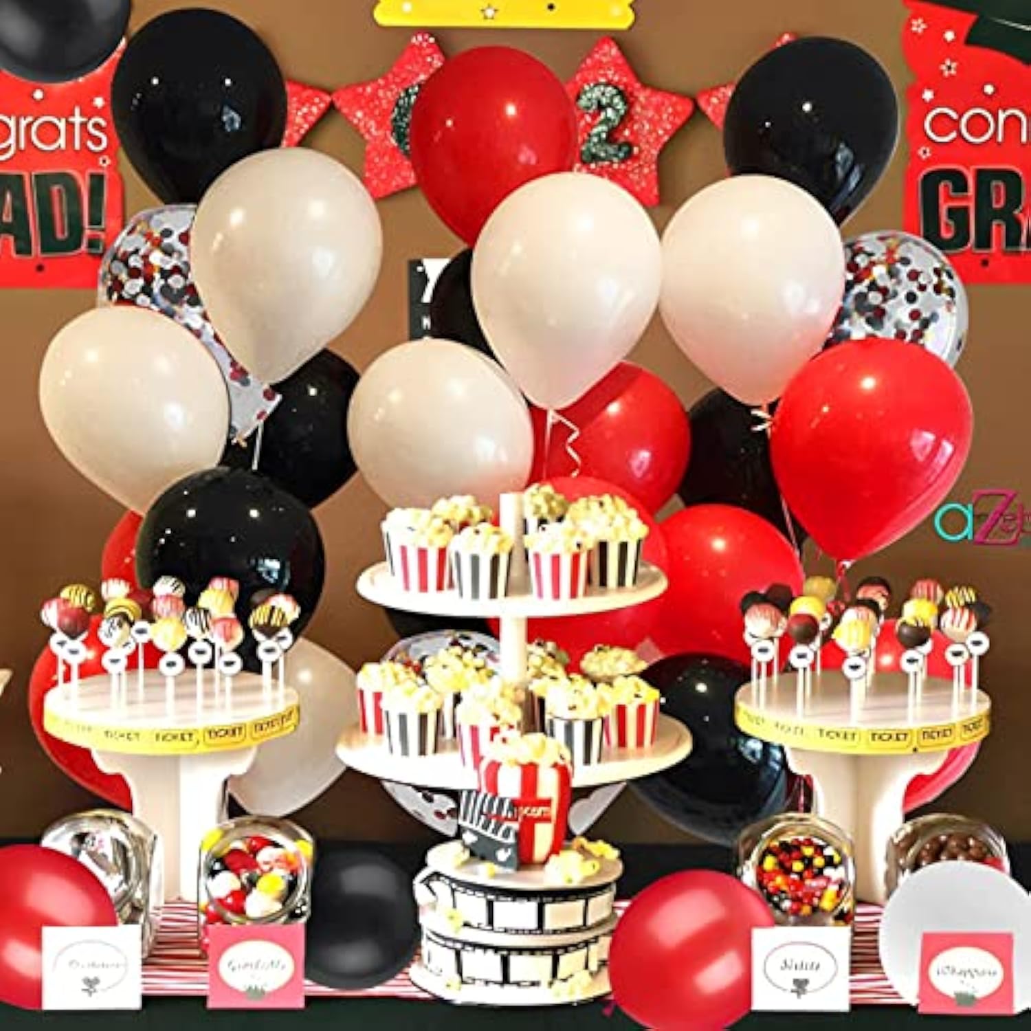 62Pcs Red And Black Balloons Kit - 12 Inches Red Black Party Decoration Balloons For Graduation Casino Theme Birthday Party Decorations Supplies