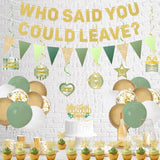 Farewell Party Decorations, Green Gold Who Said You Could Leave Banner Cake Toppers Balloons Hanging Swirls, Going Away Retirement Leaving Party Decorations, Coworker Goodbye Party Supplies