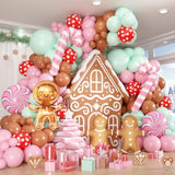 Christmas Balloon Garland Kit with Gingerbread Man and Pastel Balloons