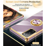 For Samsung Galaxy S20-Fe-5G Case: With Tempered Glass Screen Protector [2 Pack], Ring Holder Magnetic Kickstand, Plating Rose Gold Edge Protective Case For Women Men Girls, Purple