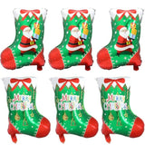 6pcs Merry Christmas Stocking Balloons Red Green White Holiday Party Decor