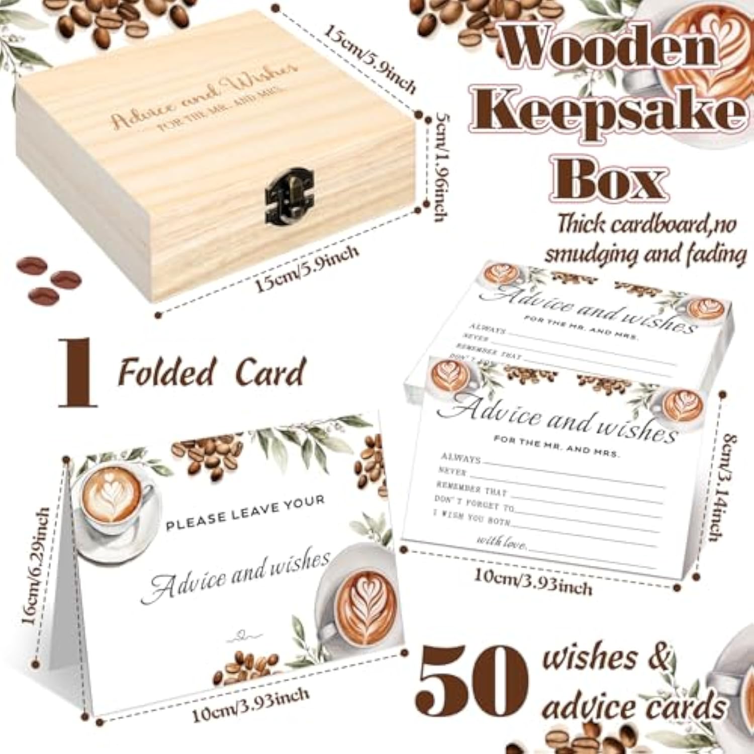 51 Pcs Wedding Advice And Wishes Cards With Wooden Box For The Mr And Mrs Love Is Brewing Coffee Bridal Shower Decorations Games For Bride And Groom Reception