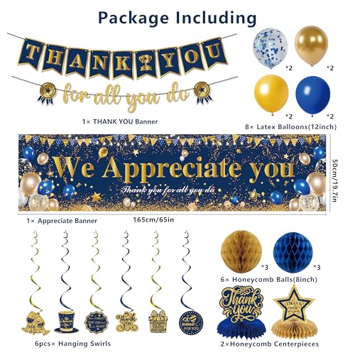 Blue Gold We Appreciate You Party Decorations Men Women Yard Sign
