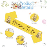 Winnie Mom To Be Sash For Baby Shower Decorations Dad To Be Pin And Yellow Flower Crown Headband Cute Satin Baby Shower Sash For Gender Reveal, Party Favors