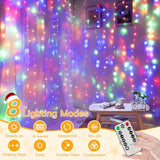 Curtain Lights 200Led 6.6X6.6Ft, Usb Multicolor Christmas Curtain Lights With Remote 8 Modes Timer, Waterproof String Li