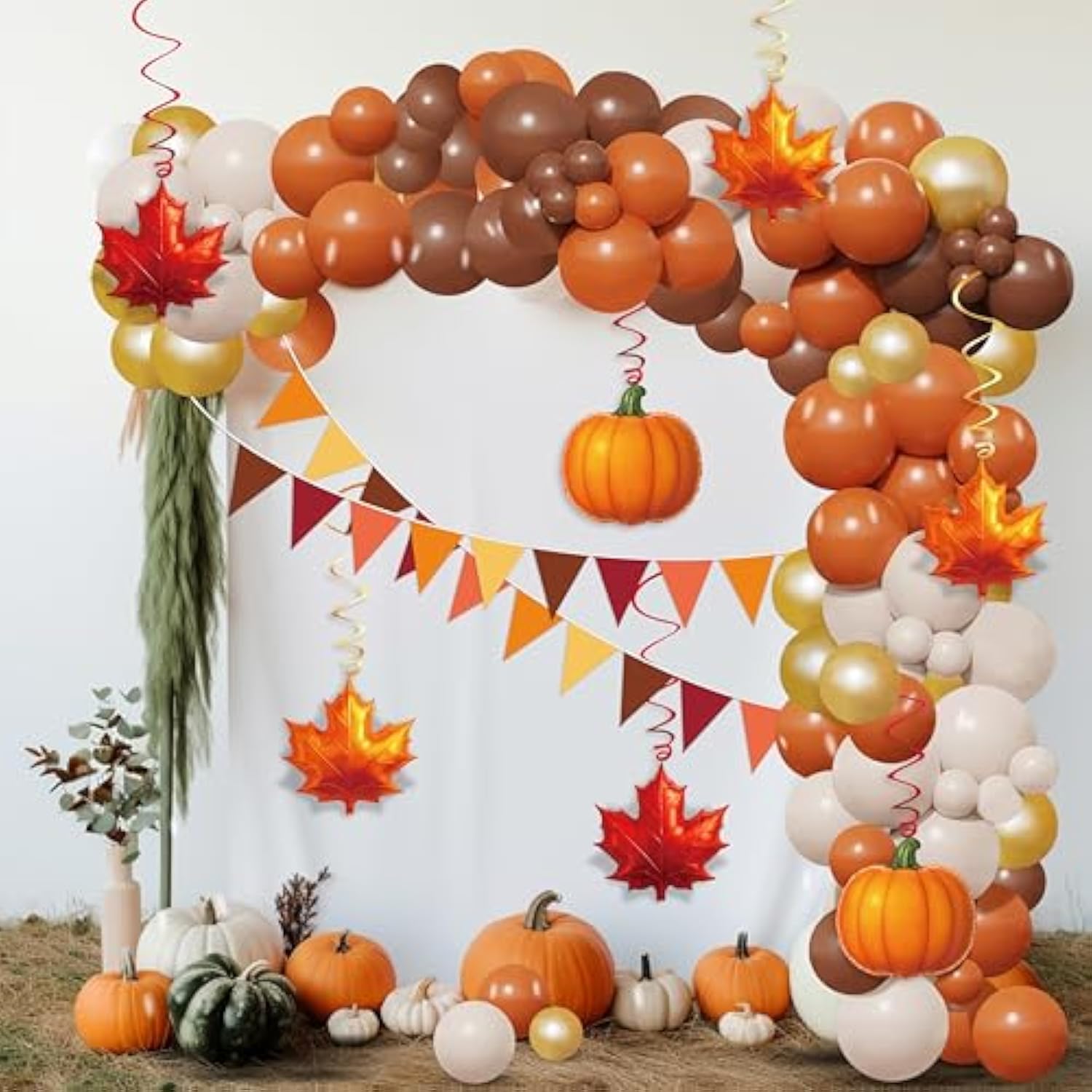 Thanksgiving Balloon Arch Kit: Maple Leaves, Pumpkins, Pine Cones