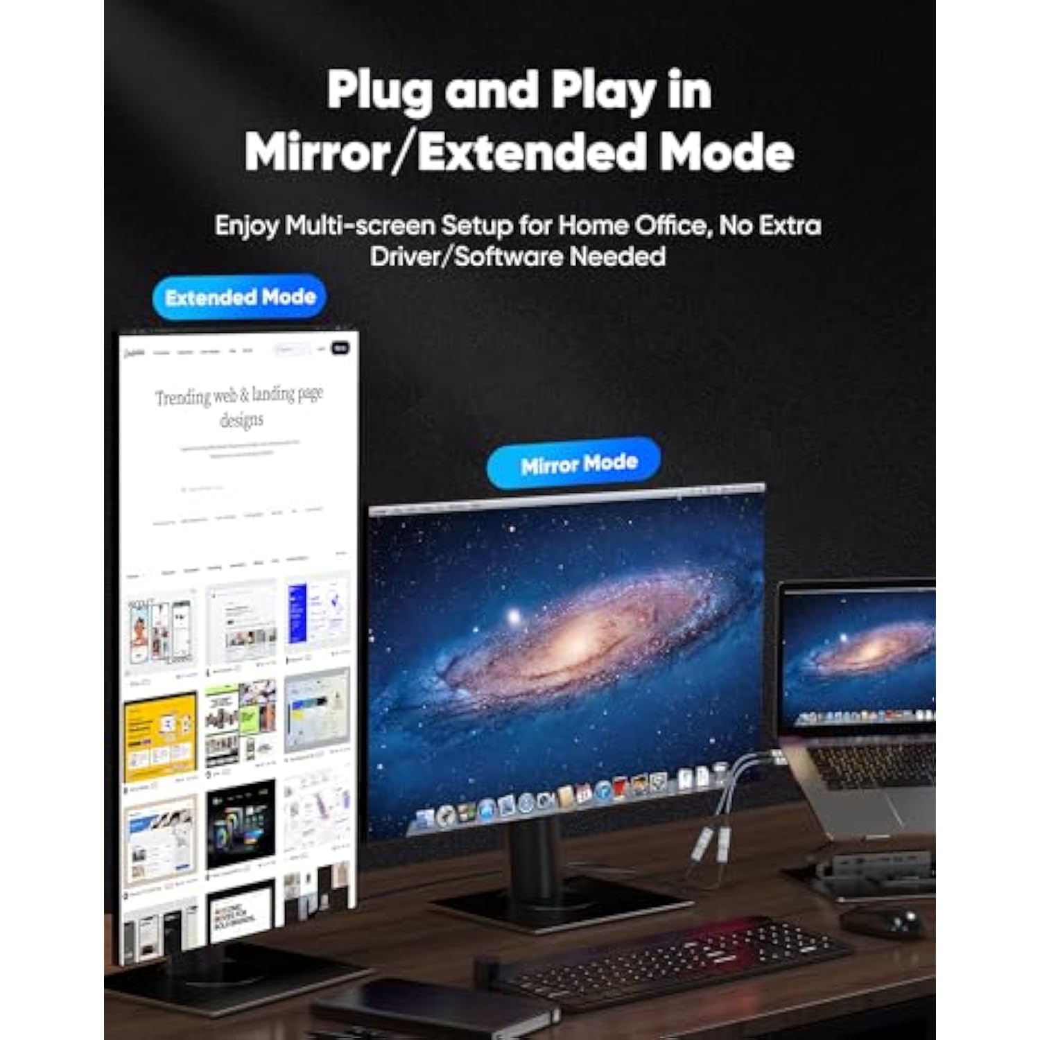 4K Displayport To Hdmi Adapter, Uni-Directional Dp 1.2 To Hdmi 2.0 Nylon Braid