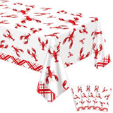 4Pcs Crawfish Tablecloth Birthday Party White And Red Crawfish Table Covers 51 X 86 Rectangle Lobster Table Cloth For Birthday Party Baby Shower Wedding Decoration Supplies
