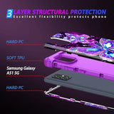 For Galaxy A51 5G Case,Glow In The Dark Three Layer Heavy Duty Shockproof Full Body Hard Plastic Bumper+Soft Silicone Protective Case For Samsung Galaxy A51 5G,Amaranth Dark