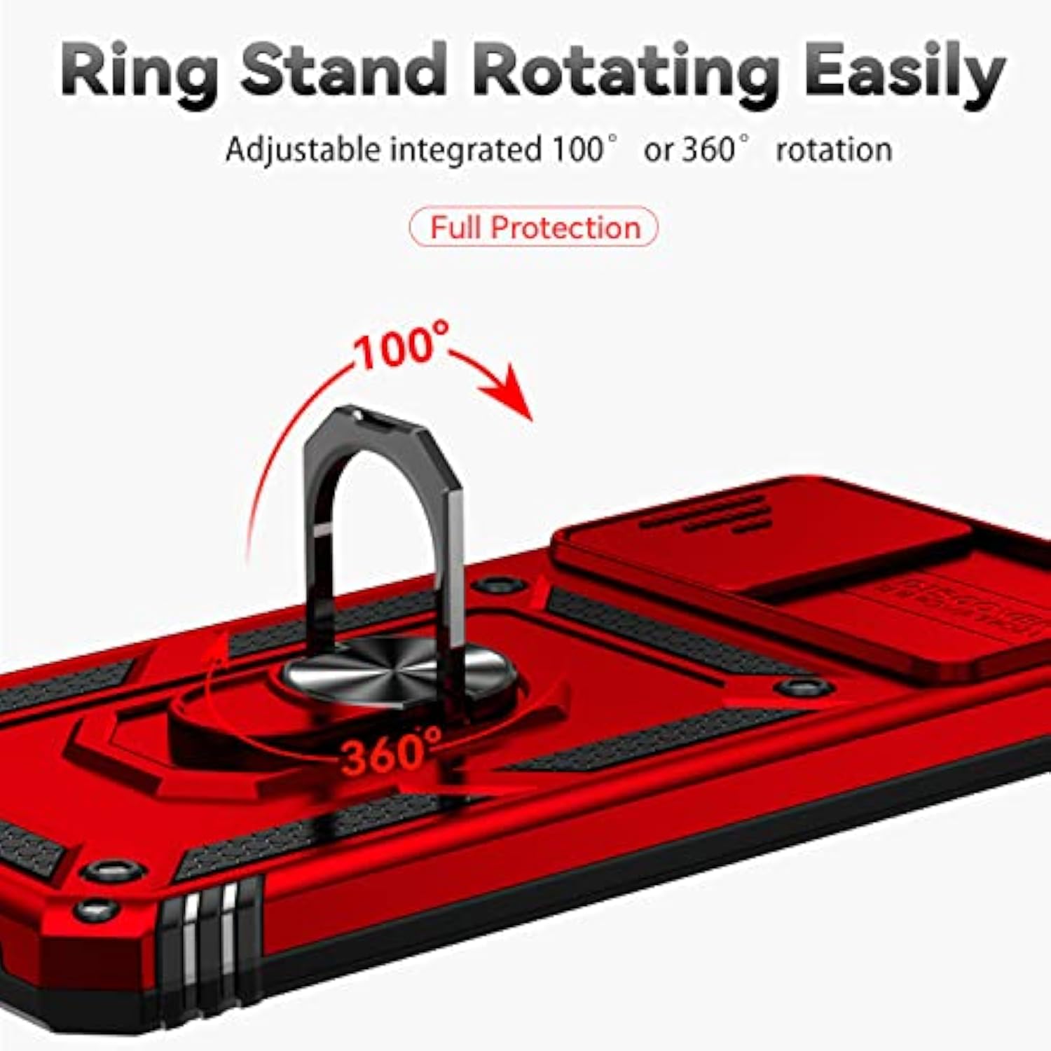 Phone Case For Motorola Moto G 5G 2023 Case With Hd Screen Protector & Slide Camera Cover & Kickstand, [Military-Grade] Phone Case For Moto G 5G 2023 (Red)