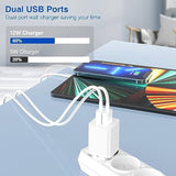 Usb Wall Charger And Lightning Cable,[Apple Mfi Certified] Iphone Charger With Lightning Cord,2 Ports Charging Plug Block Box For Iphone 12/11/Xr/X/Xs/Xr/8/7/6/6S Plus/Se/5C/Ipad-10Ft-White