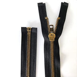 2Pcs #5 24 Inch Zippers For Jackets Sewing Coats Crafts Brass Separati
