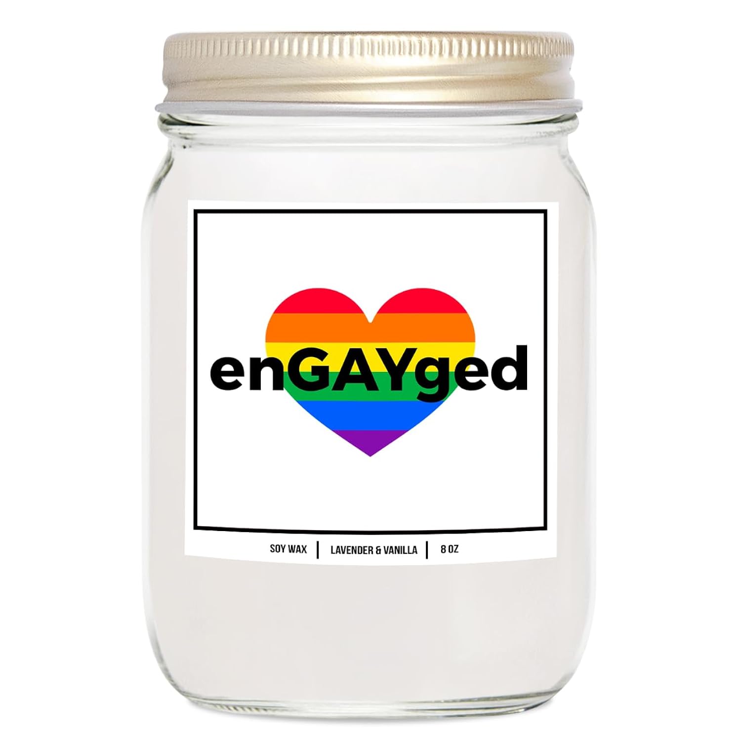 You Nique Designs Engayged Candle 8Oz - Gay Engagement Gifts For Gay Couples Men Lesbian - Engagement Surprise For Lesbian Couples - Gay Couple Gifts - Lesbian Bachelor Party (Lavender & Vanilla)
