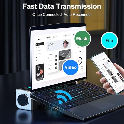 Bluetooth Adapter For Desktop Pc, Plug & Play 5.3 Usb Mini Edr Dongle Receiver & Transmitter For Laptop Computer Compatible With Headphones Keyboard Mouse Only Windows 11/10/8.1