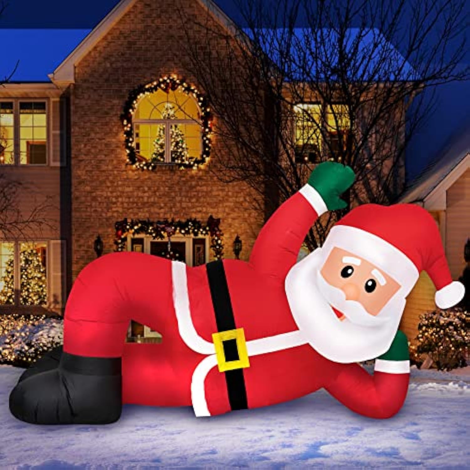Christmas Inflatables Large 10 Ft Lounging Santa - Inflatable Outdoor Christmas Decorations Blow Up X-Mas Decorations Fo