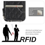 Crossbody Wallet Case For Iphone 15 Plus, Rfid Blocking Pu Leather Zipper Handbag Purse Flip Cover, Kickstand Folio Case With Card Slots Holder Wrist Strap Lanyard 5G 6.7 Inch (Black)