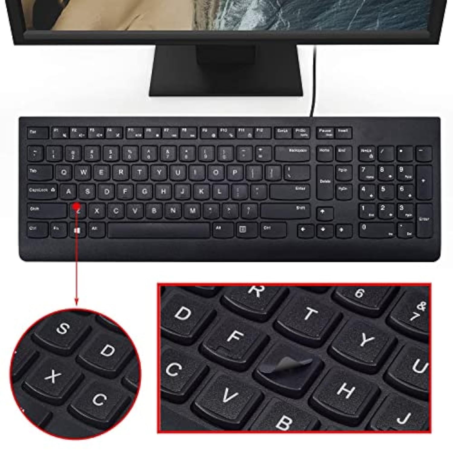 6Pcs Universal English Keyboard Letter Stickers Keyboard Letters Replacement S