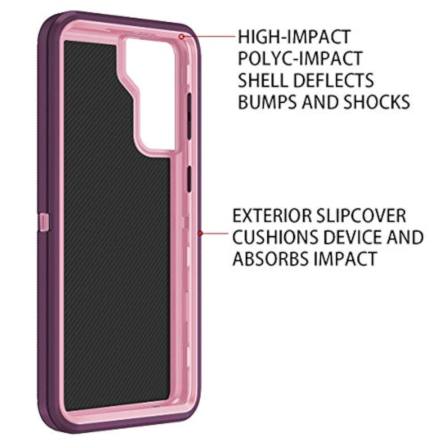 For Galaxy S21 5G Case Shockproof Dust/Drop Proof 3-Layer Full Body Protection [Without Screen Protector] Rugged Heavy Duty Cover Case For Samsung Galaxy S21 5G 6.2 2021, Purple/Pink