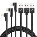 Fast Charging Cable, 3Ft Right Angle Cable,3 Pack Nylon Braided Fast Speed Data Sync Charging Cord Powerline Compatible With Phone 13/12/11/Pro/Xs Max/Xs/Xr/7/7Plus/X/8/6/Se(Black, 3Ft)