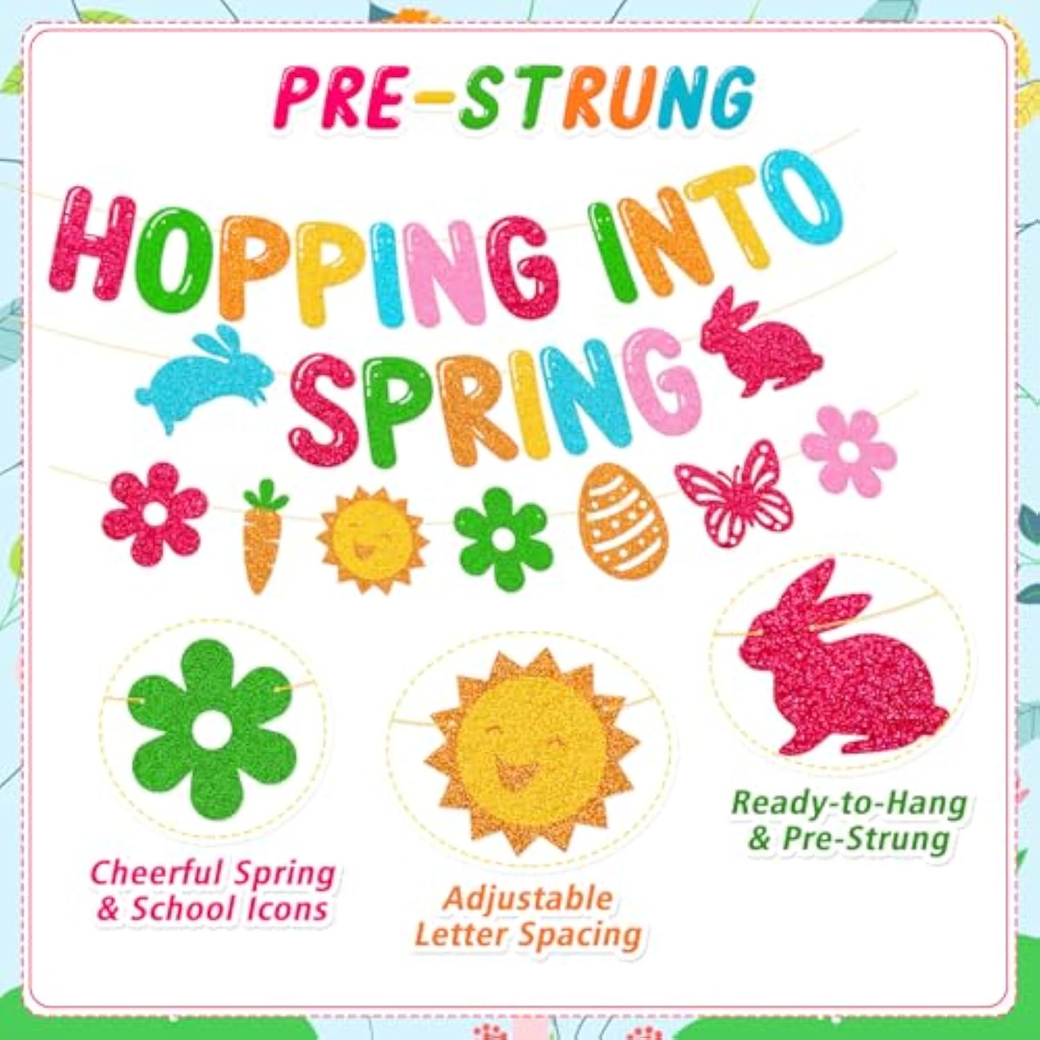 Hopping Into Spring Banner School Classroom Spring Party Decorations For Student Children Teacher Celebrating Happy Spring Party Supplies