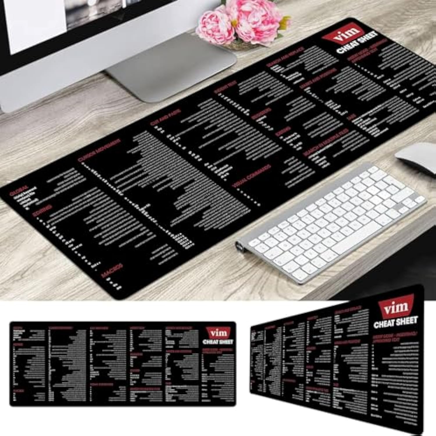 Vim Cheat Sheet Mousepad For Beginner, Software Engineers, Hackers And Programmers - Reference Guide Desk Mat - Gift For Ai Programmer