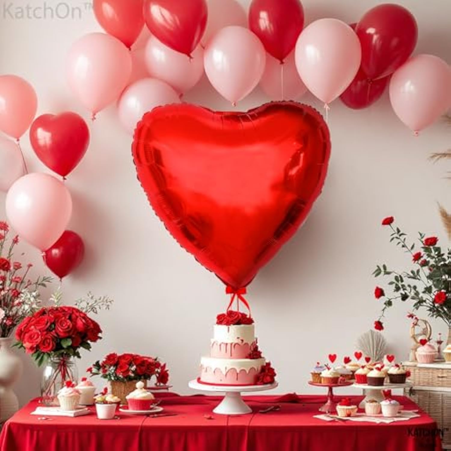 Big Red Heart Balloons - 32 Inch, Pack Of 2 | Giant Heart Balloon For