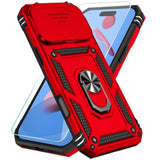 Compatible With Iphone 17 Pro Max Case With Hd Screen Protector & Slide Camera Cover & Rotated Ring Kickstand, [Military-Grade] Iphone Case For Iphone 17 Pro Max,Red