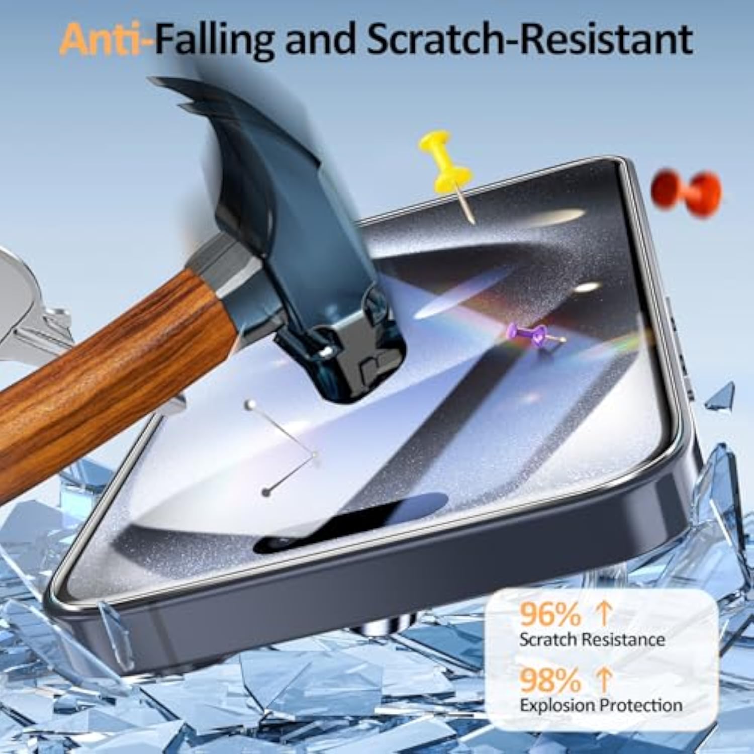 2+1 Pack For Iphone 15 Pro Max Screen Protector With Camera Lens Protector, Shock - Absorbing Pro Series Tempered Glass, [Precision - Align] Quickfit
