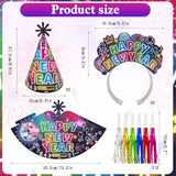 36 Pcs 2026 New Year Party Kit with Glitter Hats, Glasses, Headbands, and Noisemakers